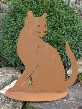 Edelrost Gartenfigur Katze Tom putzend 30cm Tierfiguren Haustier Gartendeko Rost