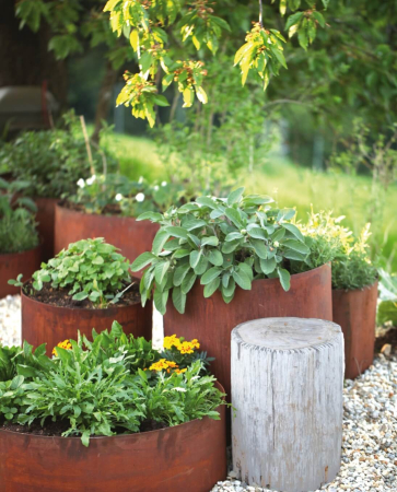Pflanzringe mit Boden aus Edelrost Angels Garden