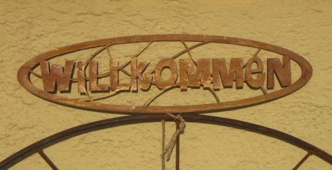 Edelrost Wandschild Willkommen