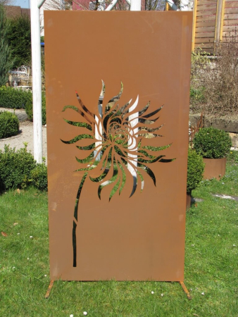 Edelrost Sichtschutzwand Löwenzahn