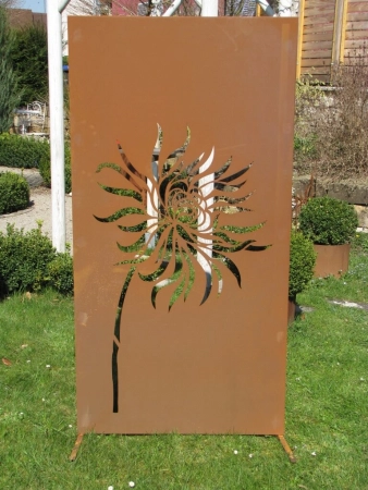 Edelrost Sichtschutzwand Löwenzahn