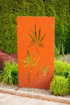 Edelrost Sichtschutzwand Palme