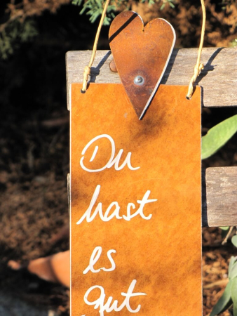 Edelrost Schild mit Herz Du hast es gut