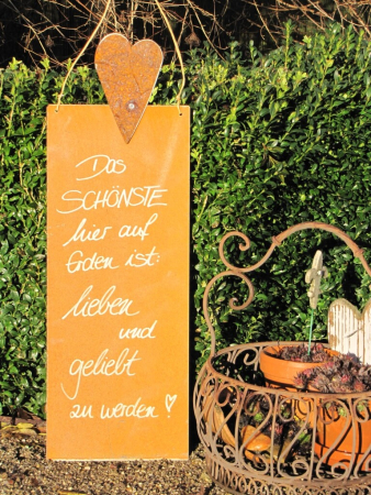 Edelrost Schild mit Herz Das Schönste auf Erden