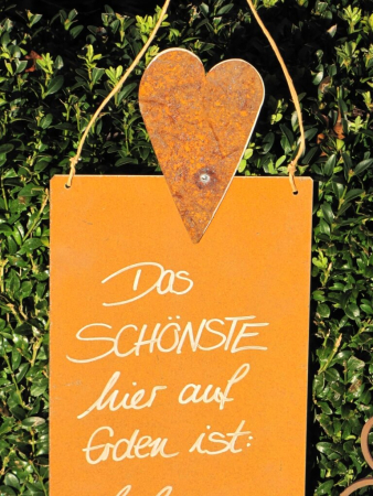 Edelrost Schild mit Herz Das Schönste auf Erden