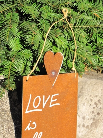 Edelrost Schild mit Herz LOVE