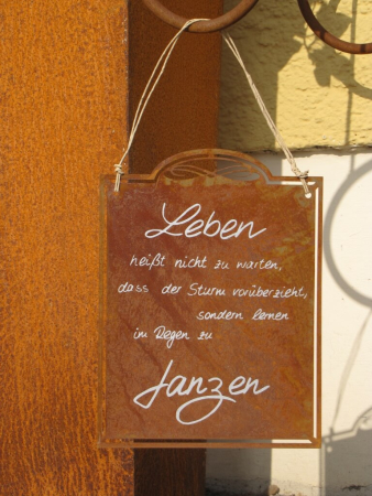 Edelrost Gedichttafel Regen