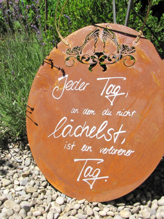 Edelrost Gedichttafel Tag lächeln