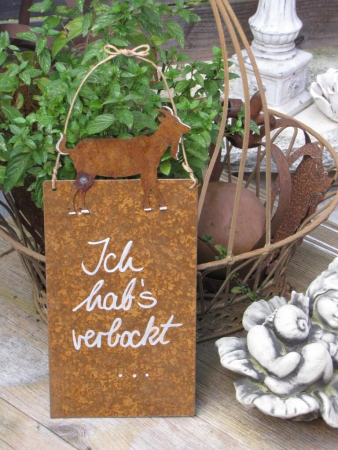 Edelrost Schild mit Ziege verbockt