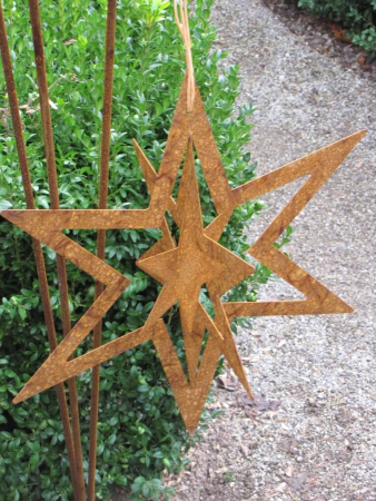 Rost Wohndeko Gartendeko Winter Weihnachten 3D Stern aus Metall 25 cm breit