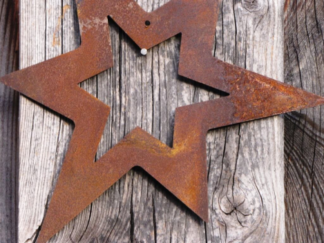 Preview: Edelrost Stern zum Hängen, asymmetrisch offen, 17 cm