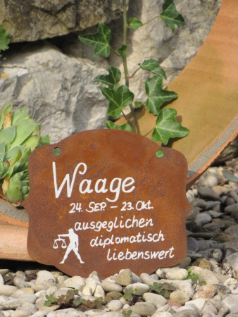Edelrost Sternzeichen Gedichttafel Waage klein