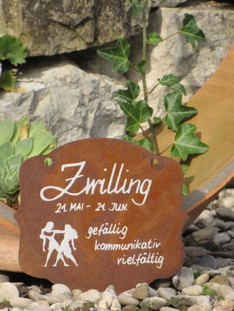 Edelrost Sternzeichen Gedichttafel Zwilling klein
