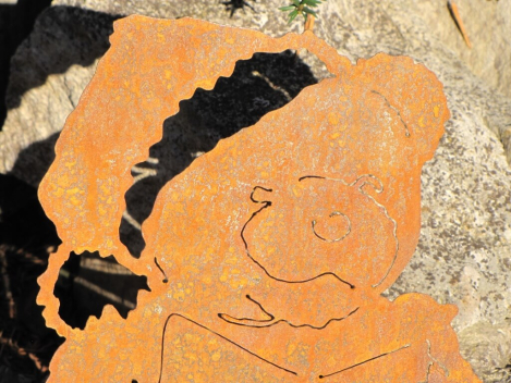 Preview: Edelrost Teddybär auf Platte 42 cm