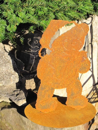 Preview: Edelrost Teddybär auf Platte 42 cm