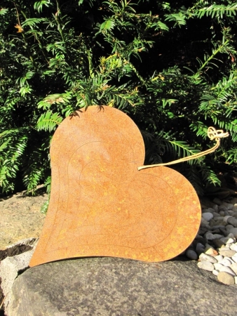 Windspiel Herz zum Drehen aus Edelrost