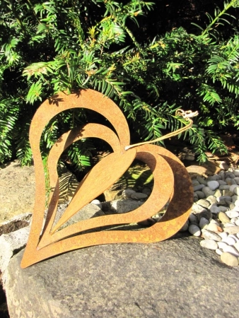 Windspiel Herz zum Drehen aus Edelrost