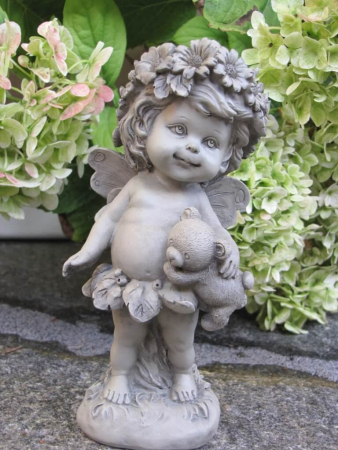 Elfe Lalula mit Teddy aus Resin
