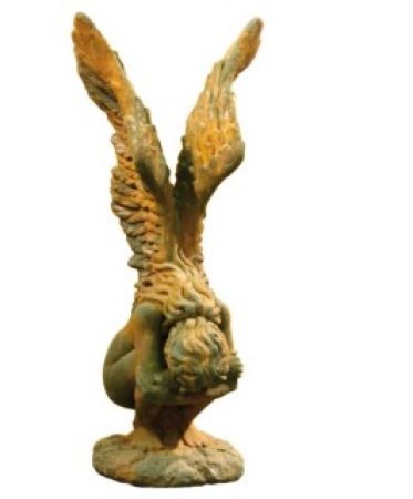 hockende Engelsfrau Rachel aus Steinguss, 70 cm