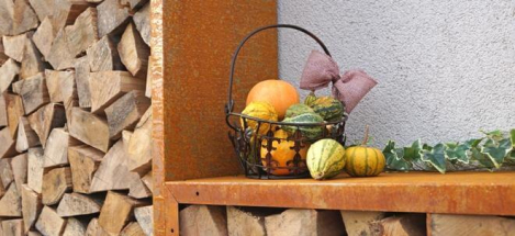 Preview: Edelrost Kaminholzregal Bausatz Prima Terra