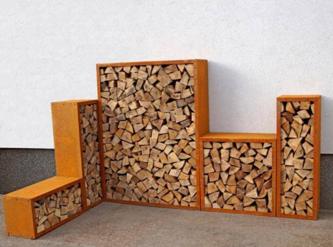 Preview: Edelrost Kaminholzregal Bausatz Prima Terra