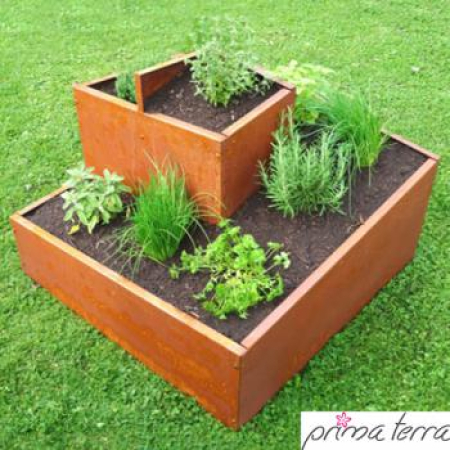 Preview: Edelrost Kräuterschnecke Prima Terra, eckig