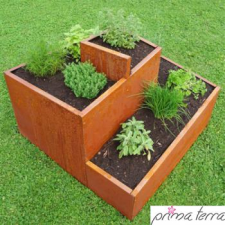 Preview: Edelrost Kräuterschnecke Prima Terra, eckig