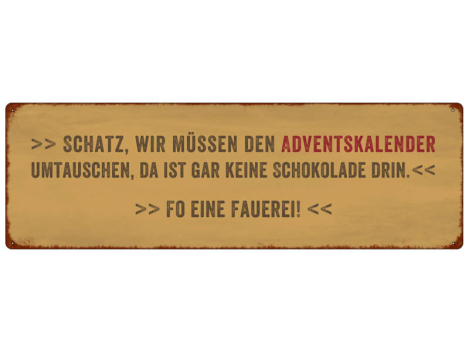 Shabby Chic Metallspruchschild Adventskalender umtauschen
