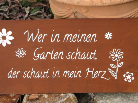 Shabby Chic Metallspruchschild Garten Herz