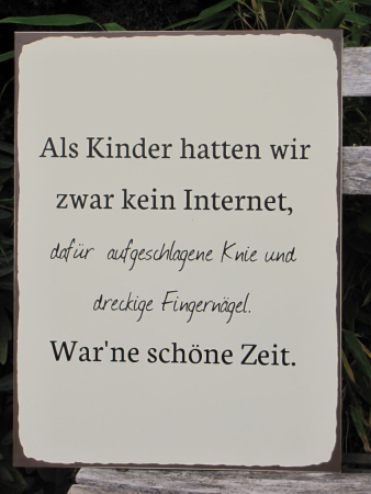 Shabby Chic Metallspruchschild Kinder Internet