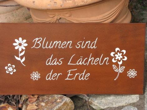 Shabby Chic Metallspruchschild lächeln der Erde