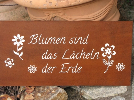 Shabby Chic Metallspruchschild lächeln der Erde