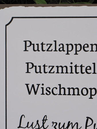 Shabby Chic Metallspruchschild "Lust zum Putzen" Angels Garden