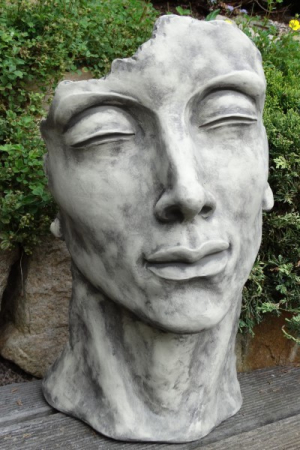 Skulptur Gesicht Mann aus Steinguss, 53 cm