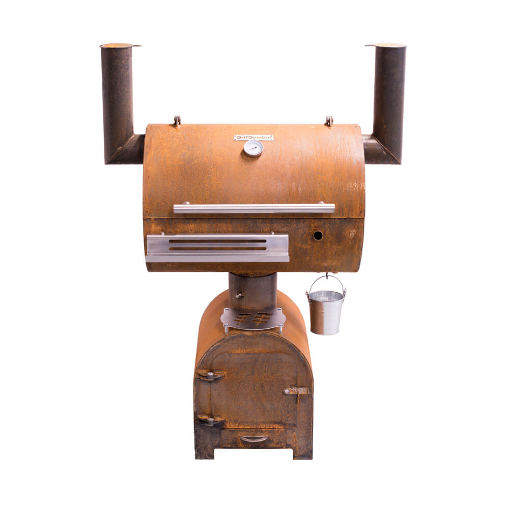 Cortenstahl Edelrost Smoker Holzkohlegrill Smoky Beast XL Angels Garden Dekoshop