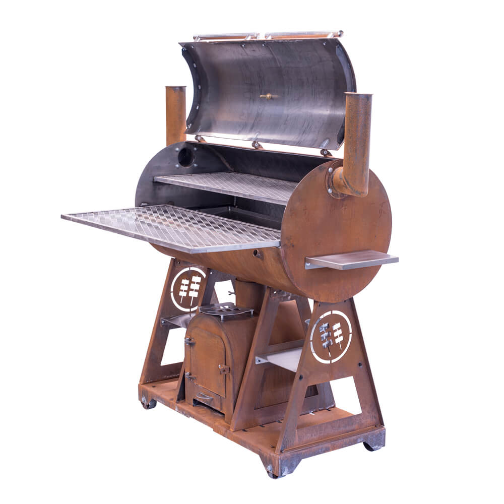Cortenstahl Edelrost Smoker Holzkohlegrill Smoky Beast XL Angels Garden Dekoshop