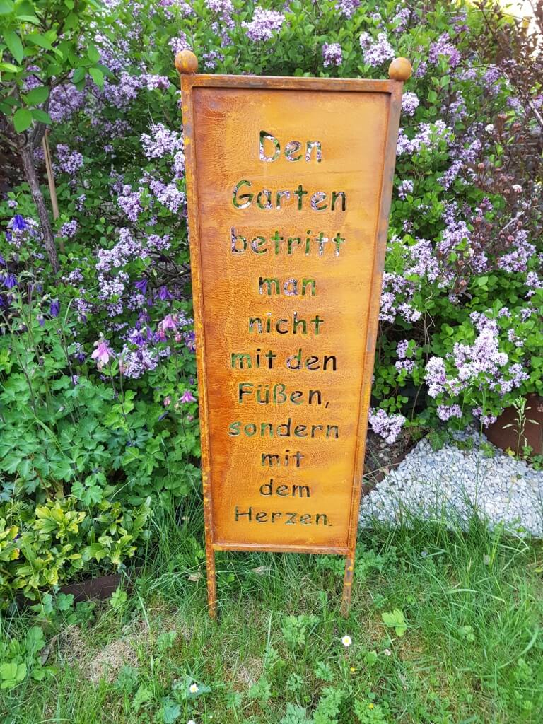 Edelrost Gartenschild "Garten betreten", 118 cm Angels Garden