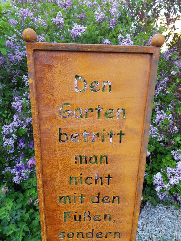 Edelrost Gartenschild "Garten betreten", 118 cm Angels Garden