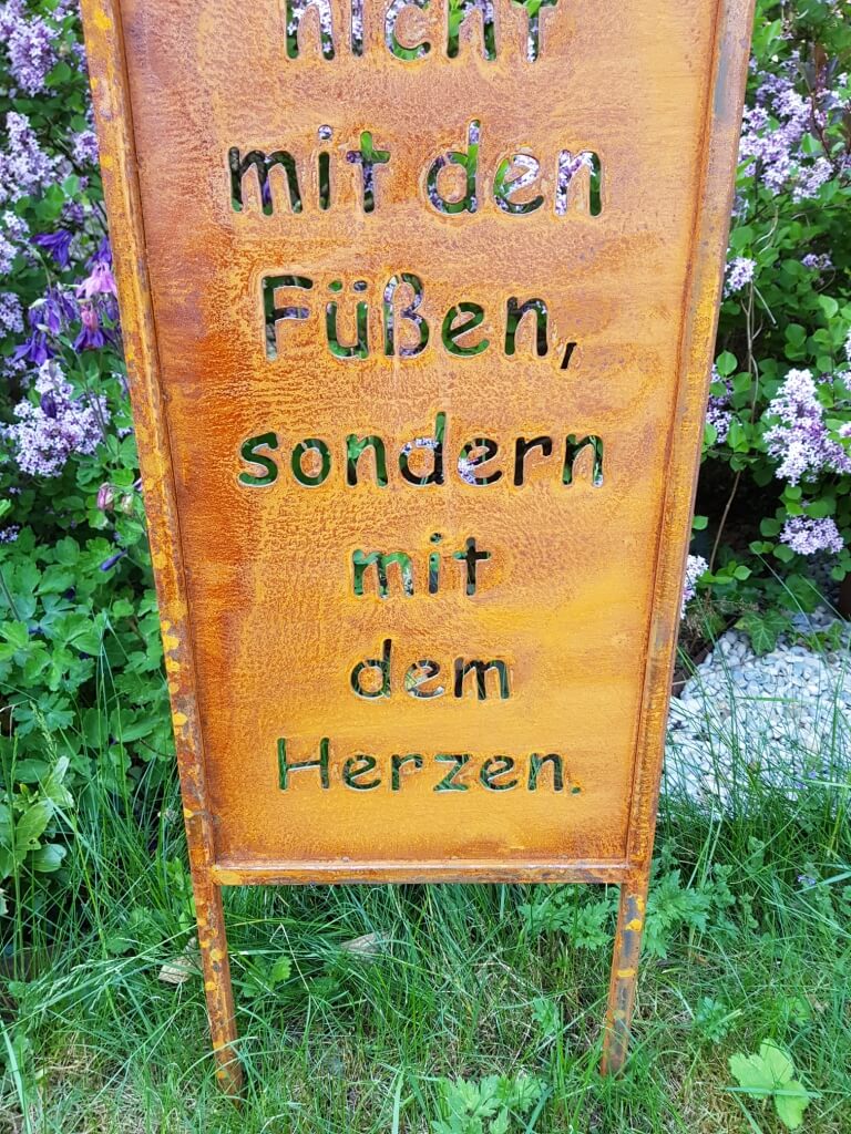 Edelrost Gartenschild "Garten betreten", 118 cm Angels Garden