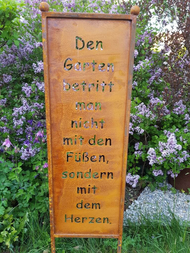 Edelrost Gartenschild "Garten betreten", 118 cm Angels Garden
