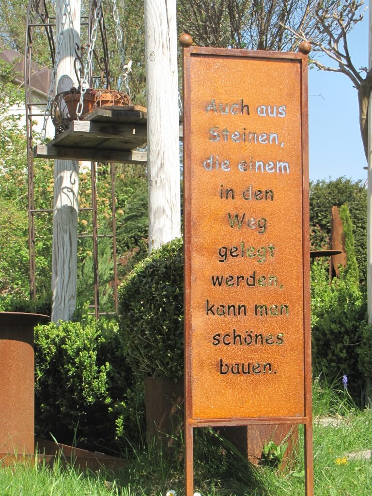 Edelrost Gartenschild Steiniger Weg - Angels Garden Dekoshop