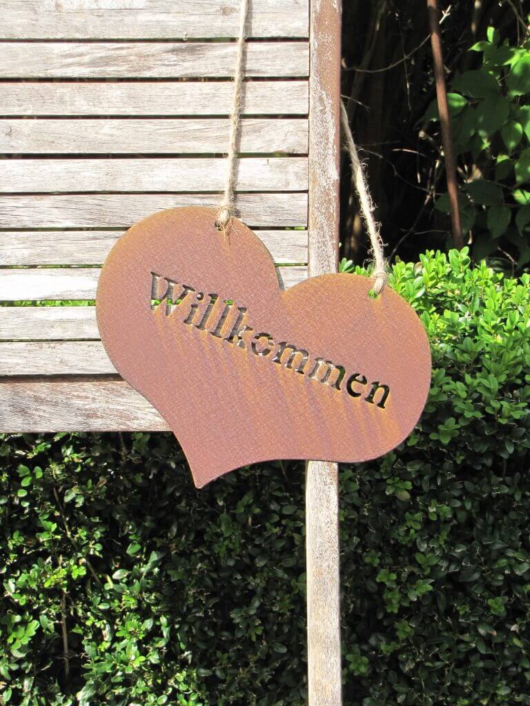 Aufhänger Herz "Willkommen" in Rostoptik Angels Garden