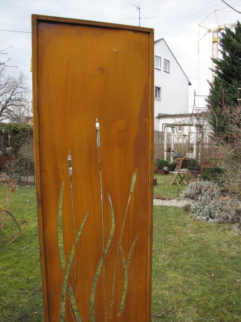 Edelrost Sichtschutz Paravent Schilf Angels Garden