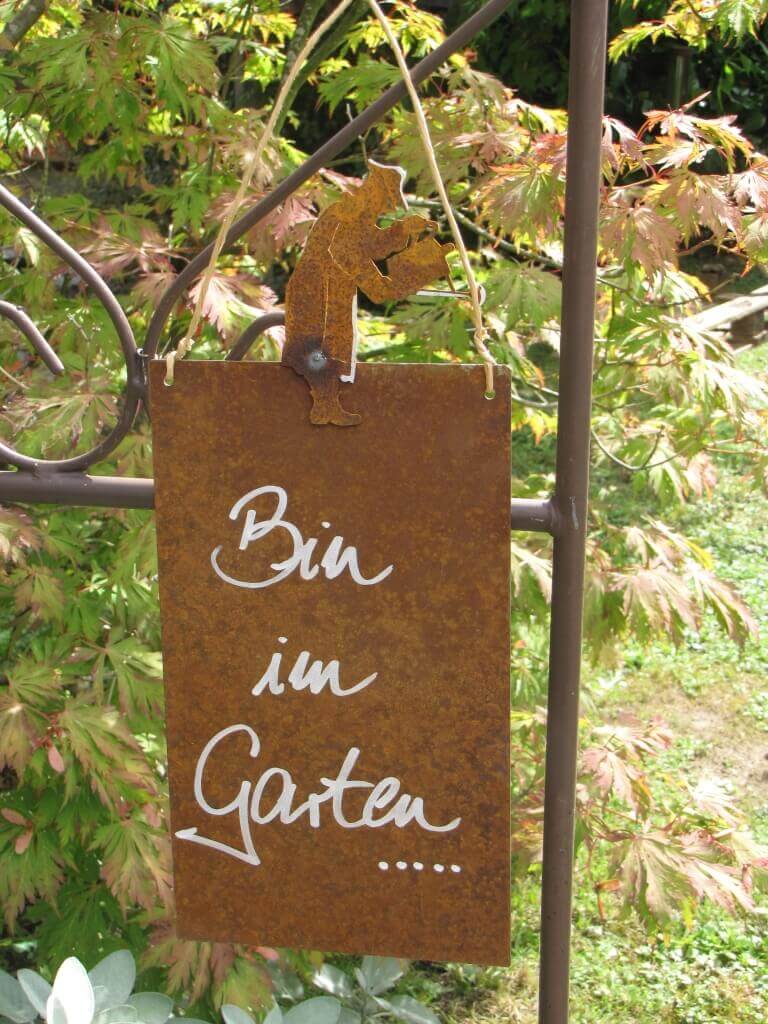 Edelrost Schild Mit Gartner Bin Im Garten Angels Garden Dekoshop