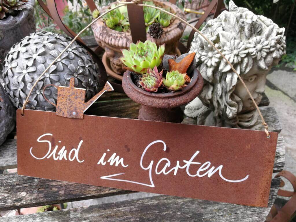 Edelrost Schild Mit Giesskanne Sind Im Garten Angels Garden Dekoshop