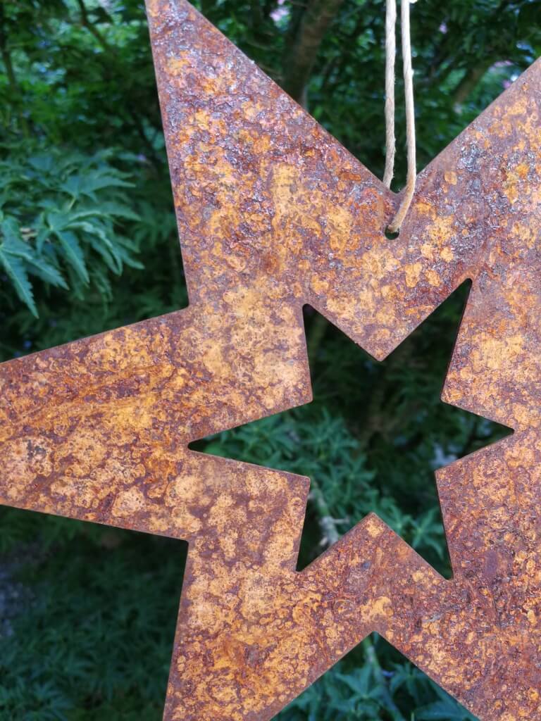 2-teiliges Sterne-Set Aus Edelrost – Offene & Geschlossene Form, Ø 12 Cm & 10 Cm, Deko Für Haus & Garten