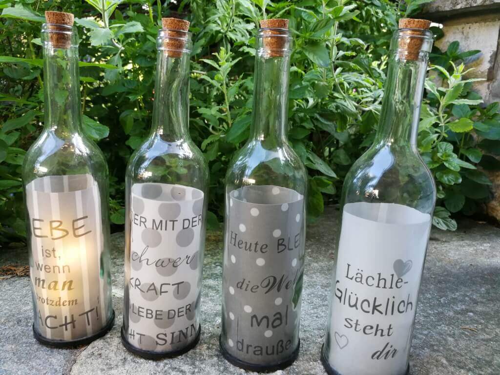 Glasflasche LED Liebe Angels Garden