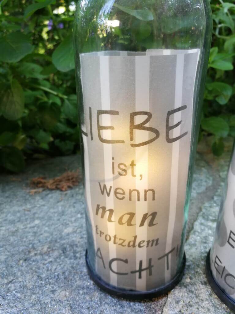 Glasflasche LED Liebe Angels Garden
