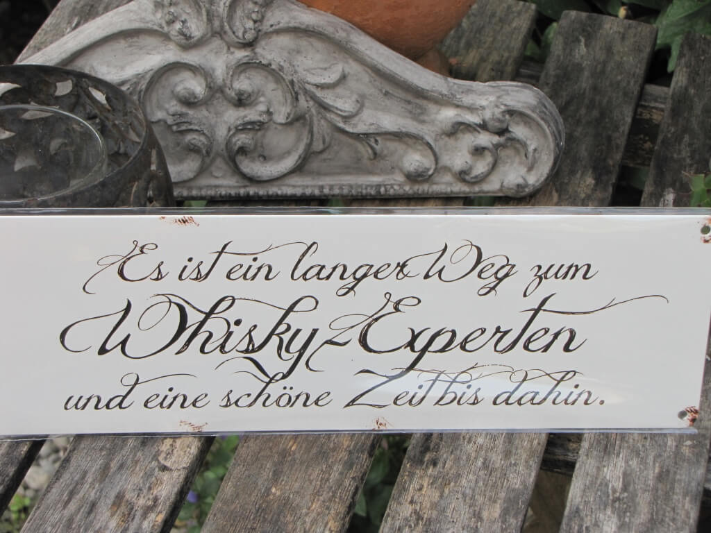 Shabby Chic Metallspruchschild WhiskyExperte Angels Garden