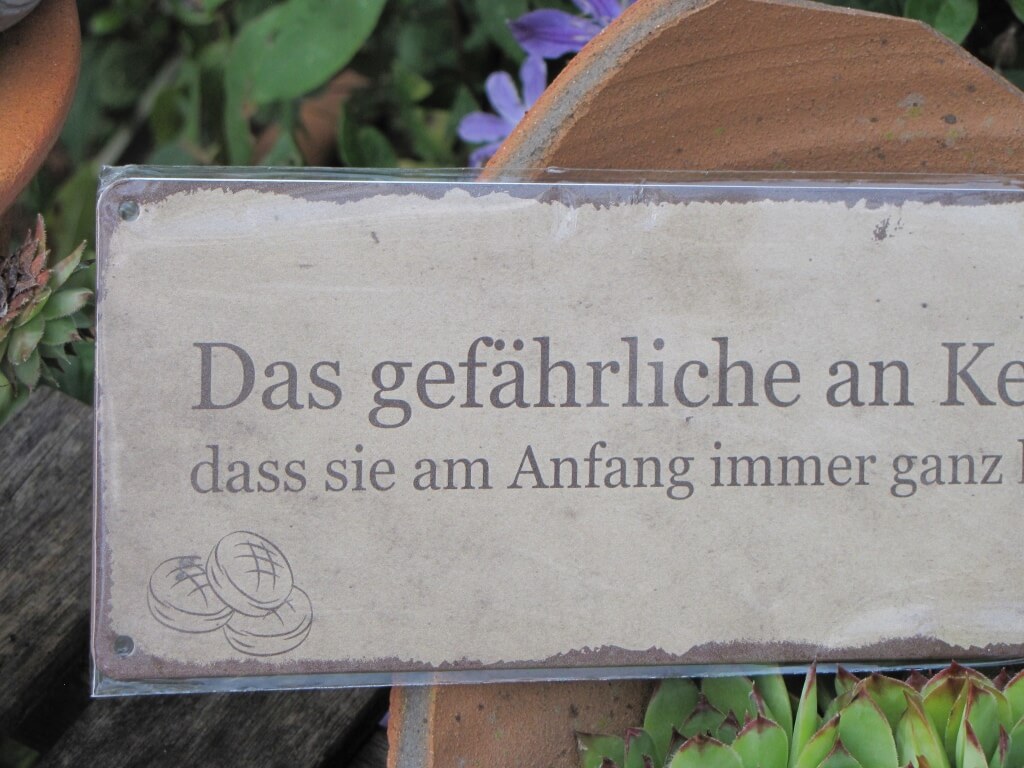 Shabby Chic Metallspruchschild gefährliche Kekse Angels Garden